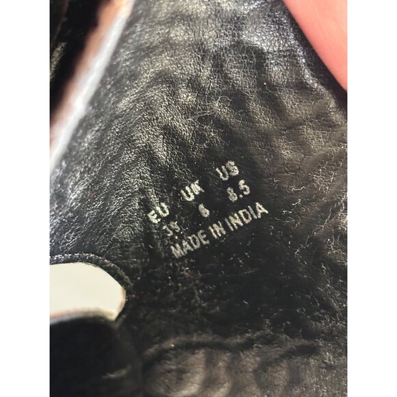 ASRA Womens Brown Croc-Embossed Chunky Sandals With Gold Buckles - Picture 7 of 15